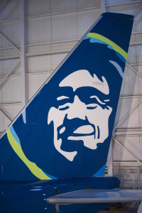 An Alaska Airlines 737-800, newly painted in the airline’s 2016 refreshed brand, is ready to be revealed at the airline's maintenance hangar in SeaTac, Washington on Jan. 25, 2016. This month, Alaska Airlines revealed the most substantial updates to its brand in a quarter century. Beginning Jan. 25, Alaska fliers will see the visual updates in new signage at the airport, an all-new airplane paint job, a refreshed website and mobile app, and more.